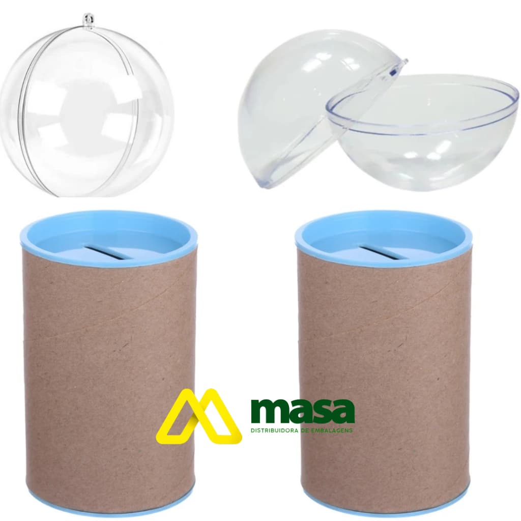 Kit 11 Cofrinhos 10x6 - 11 Esferas Bola Acrilica 6,5 cm -Festa Luxo Cofre Duplo bolinha Lembrancinha