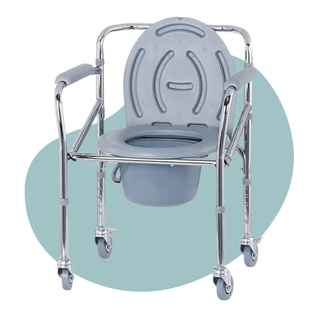 Cadeira Banho Removivel 4 Rodas Assento Dobravel 120kg inox Sanitário Higiênica Hospitalar Obeso