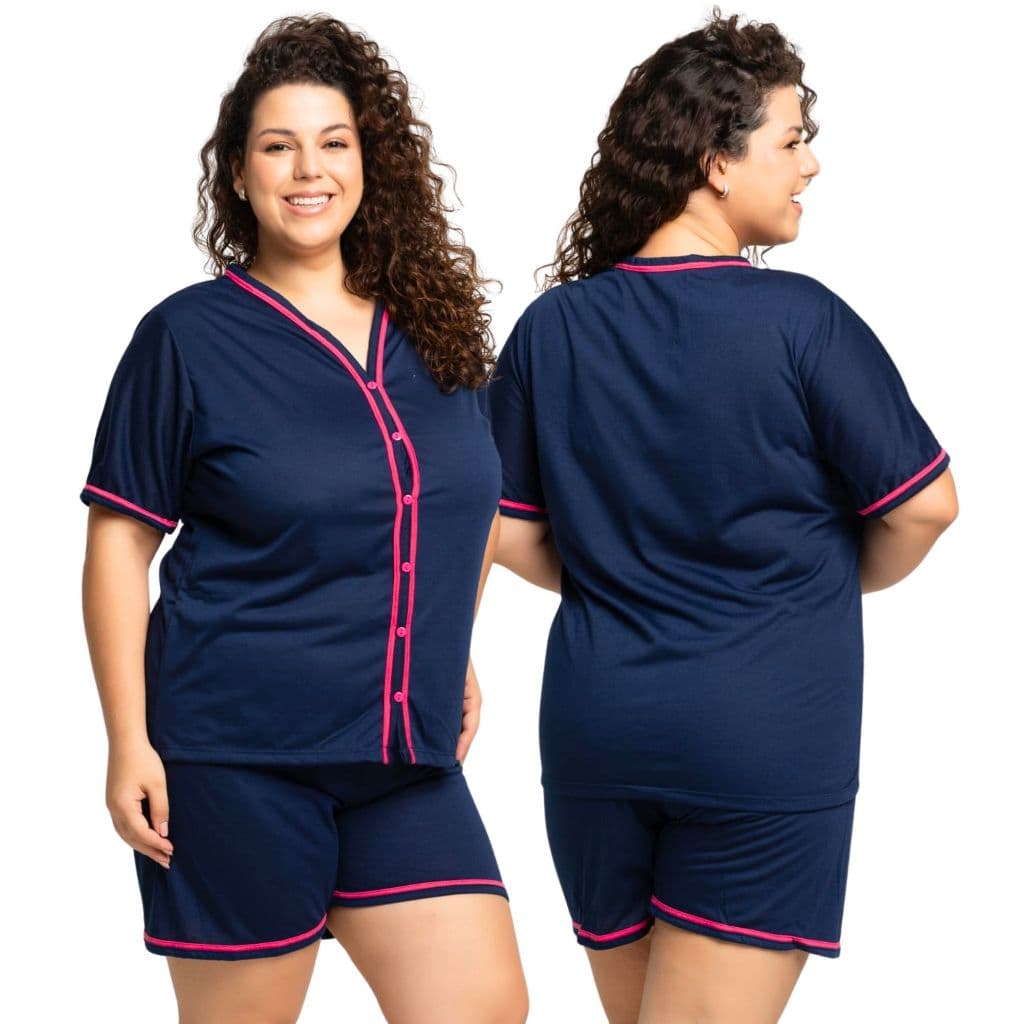 Baby Doll Plus Size 50/52/54 Pijama Amamentação Americano com botões em Malha