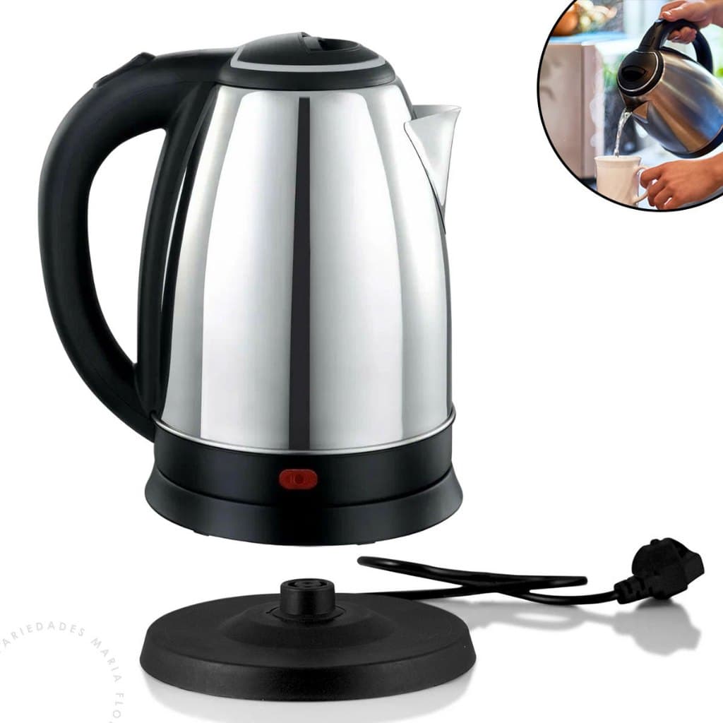 Chaleira Elétrica Inox 1.8L  Luz Indicadora Jarra Ferve Água Rápido Desligamento Automático