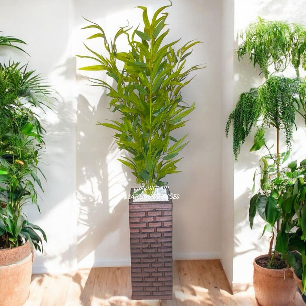 Bambu da Sorte Artificial com Vaso Artesanal – Feng Shui, Equilíbrio e Prosperidade