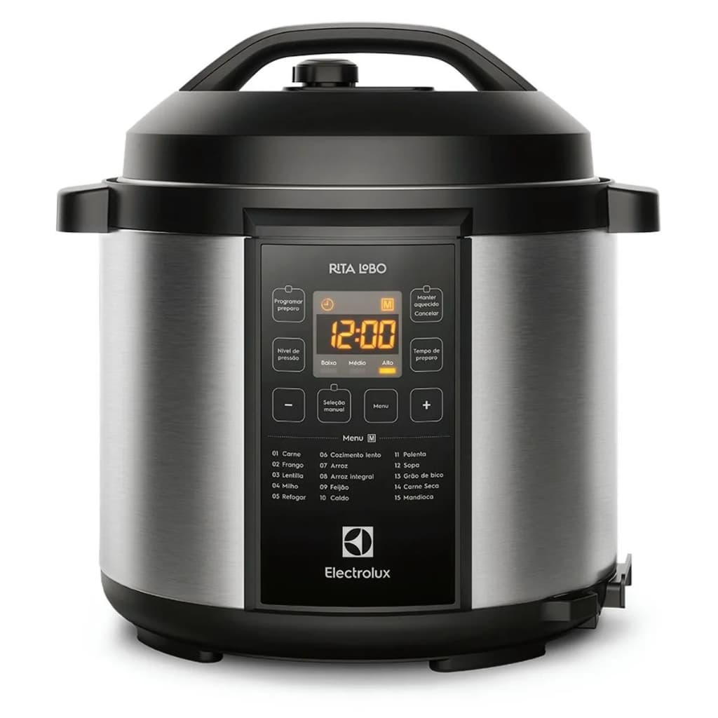 Panela Pressão Elétrica Electrolux Digital Capacidade 6l Silenciosa Segura 10 Travas Segurança 15 Receitas Pré-programad