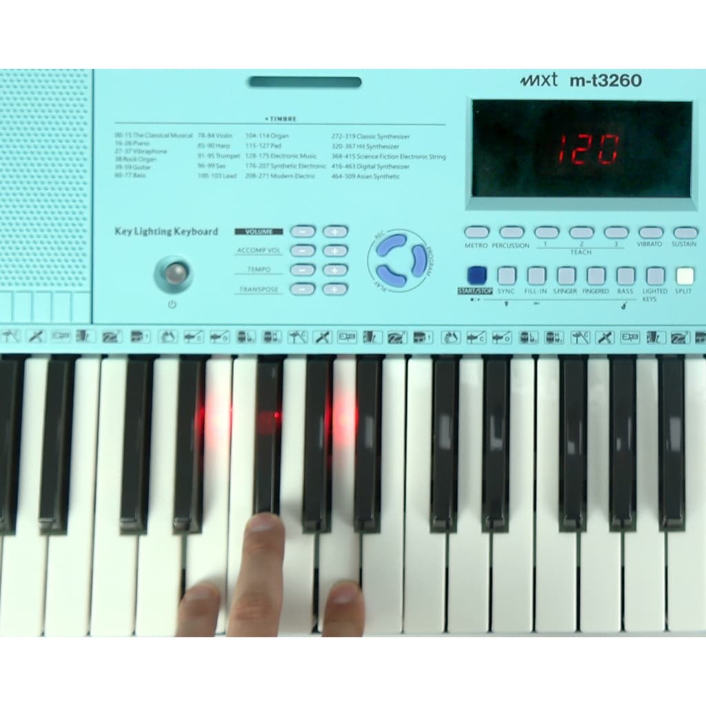 Teclado Musical Estudante Profissional C/teclas Luminosa Mxt Cor Azul 110v/220v
