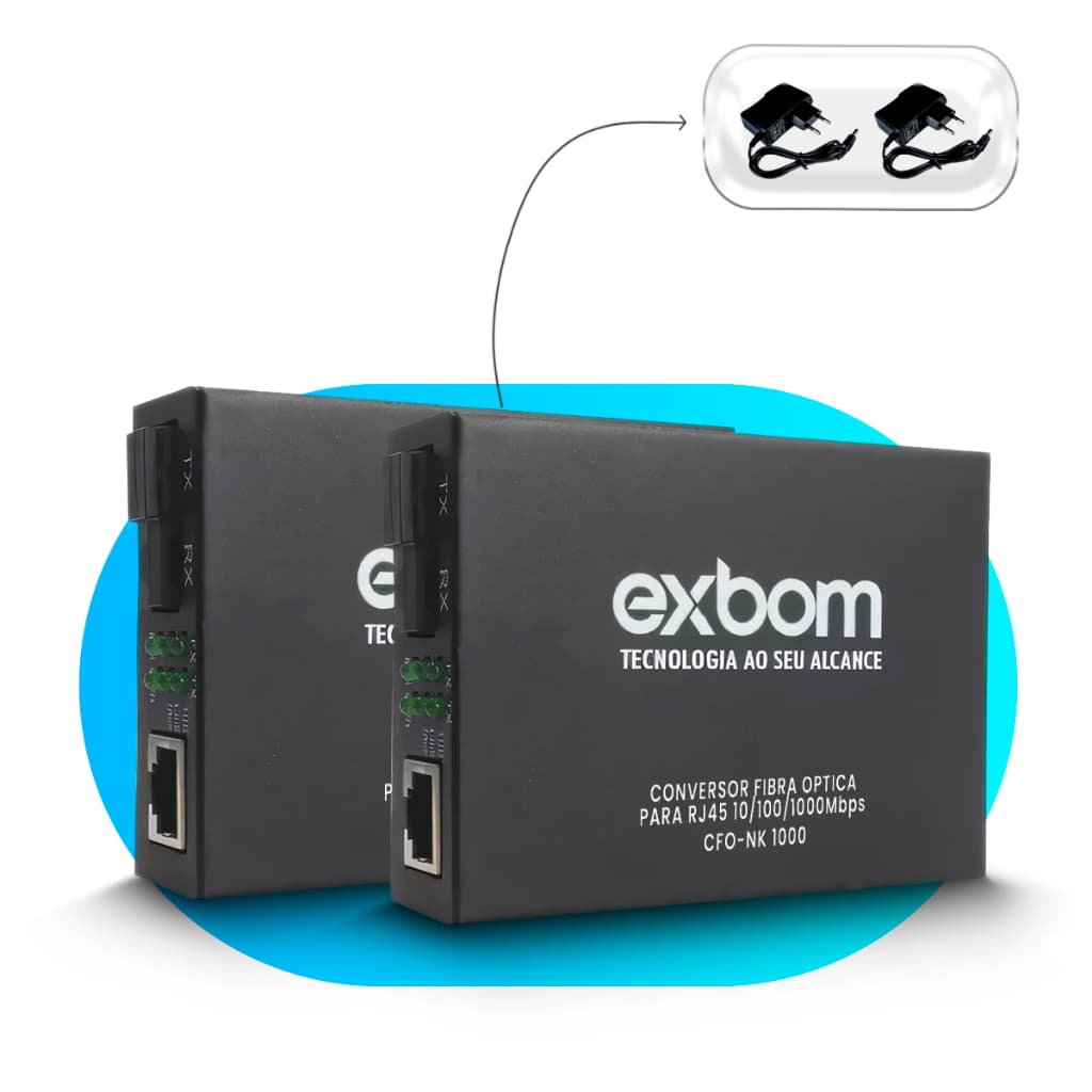Par Conversor Mídia Fibra Óptica A+b Gigabit 1000 Mbps Rj45