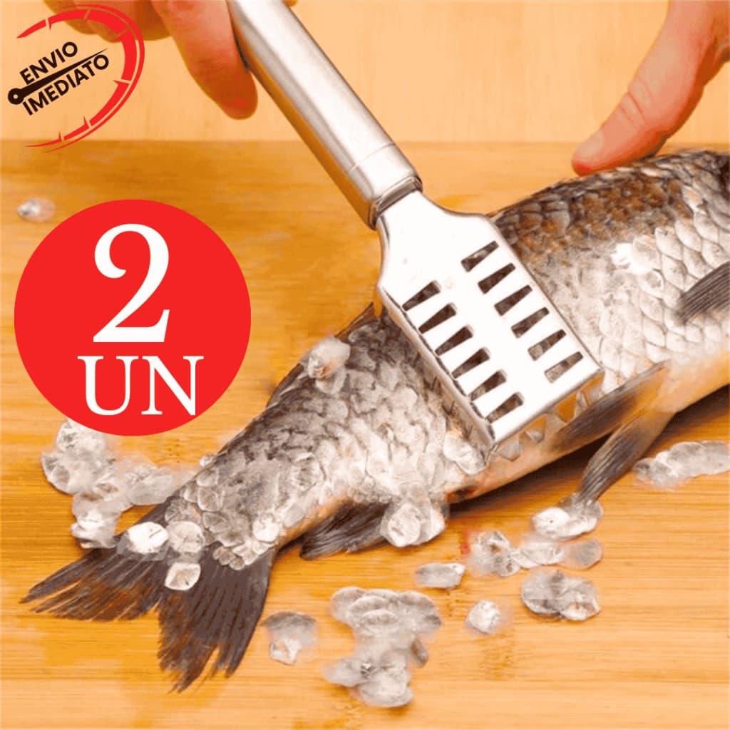 Kit 2 Descamador  Removedor de Escama de Peixe Aço Inox Profissional 19cm Manual