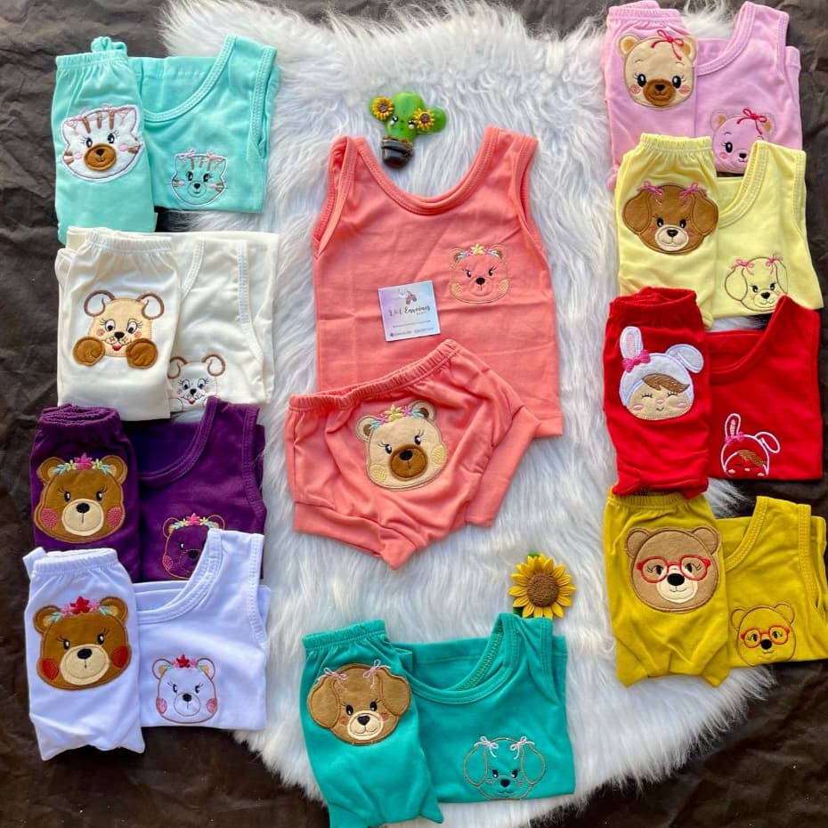 Camiseta Infantil MENINA + Tapa Fralda Infantil Animais Combinado Conjunto Bebe com 2 Peças