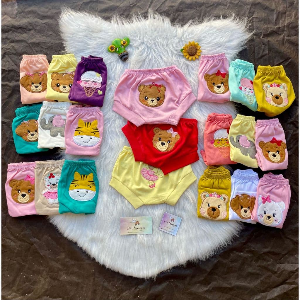 Tapa Fralda calcinha tapa fralda calcinha infantil recém nascido short bebê menina kit 3