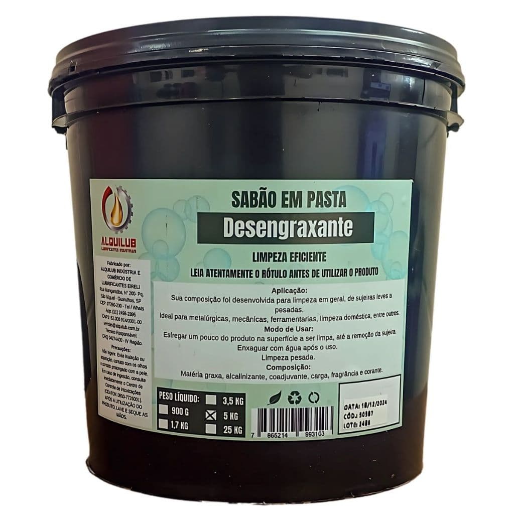 PASTA SABÃO PARA LAVAR AS MAOS GEL DESENGORDURANTE PARA MECANICO TIRA GRAXA OLEO 5KG