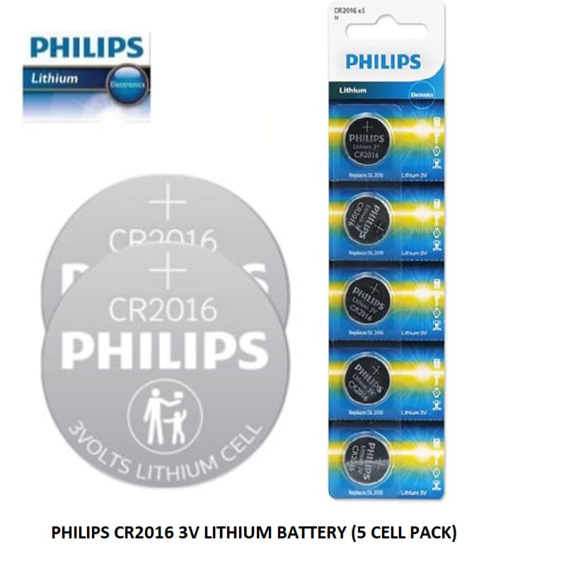 Pilha CR2016 3V Philips Bateria Moeda 05 unidades Relogio Controle Remoto