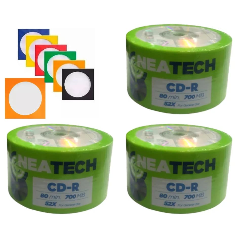 10 unidades de Mídia Virgem CD-R 52x 700mb 80min c/ envelopes - Neatech