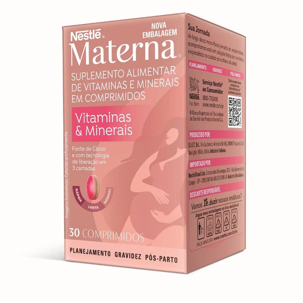 Materna - Suplemento de Vitaminas e Minerais para Gestantes com 30 comprimidos
