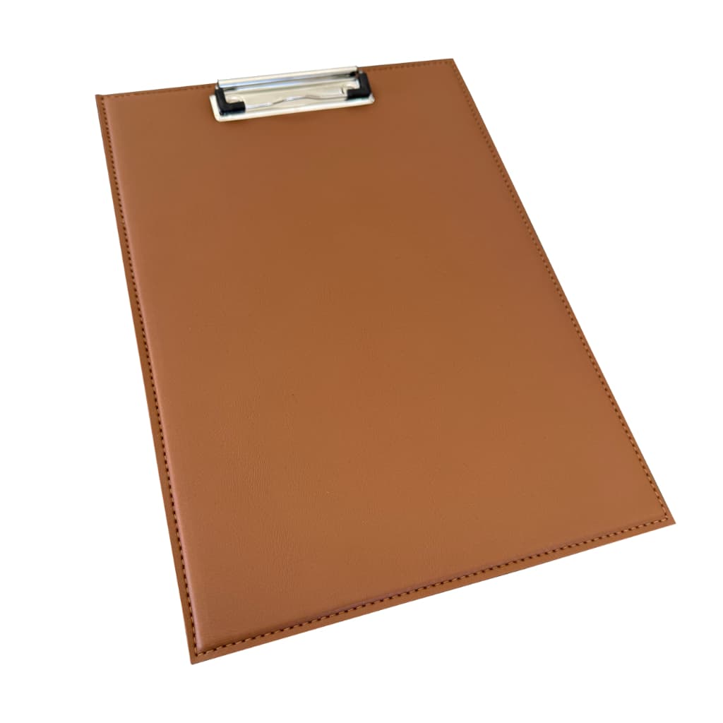 Prancheta para Escritório Tamanho A4 em Couro Ecológico Caramelo