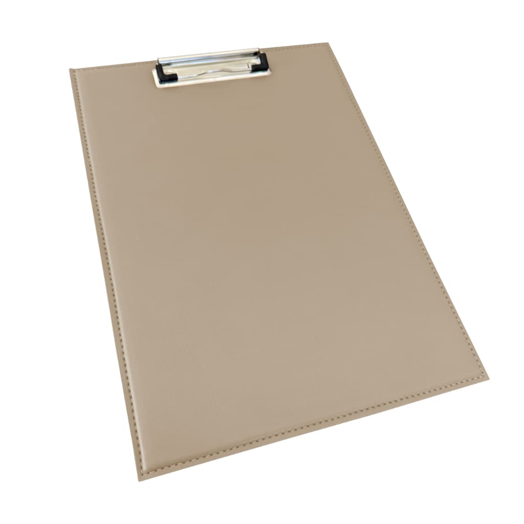 Prancheta para Escritório Tamanho A4 em Couro Ecológico Bege Claro