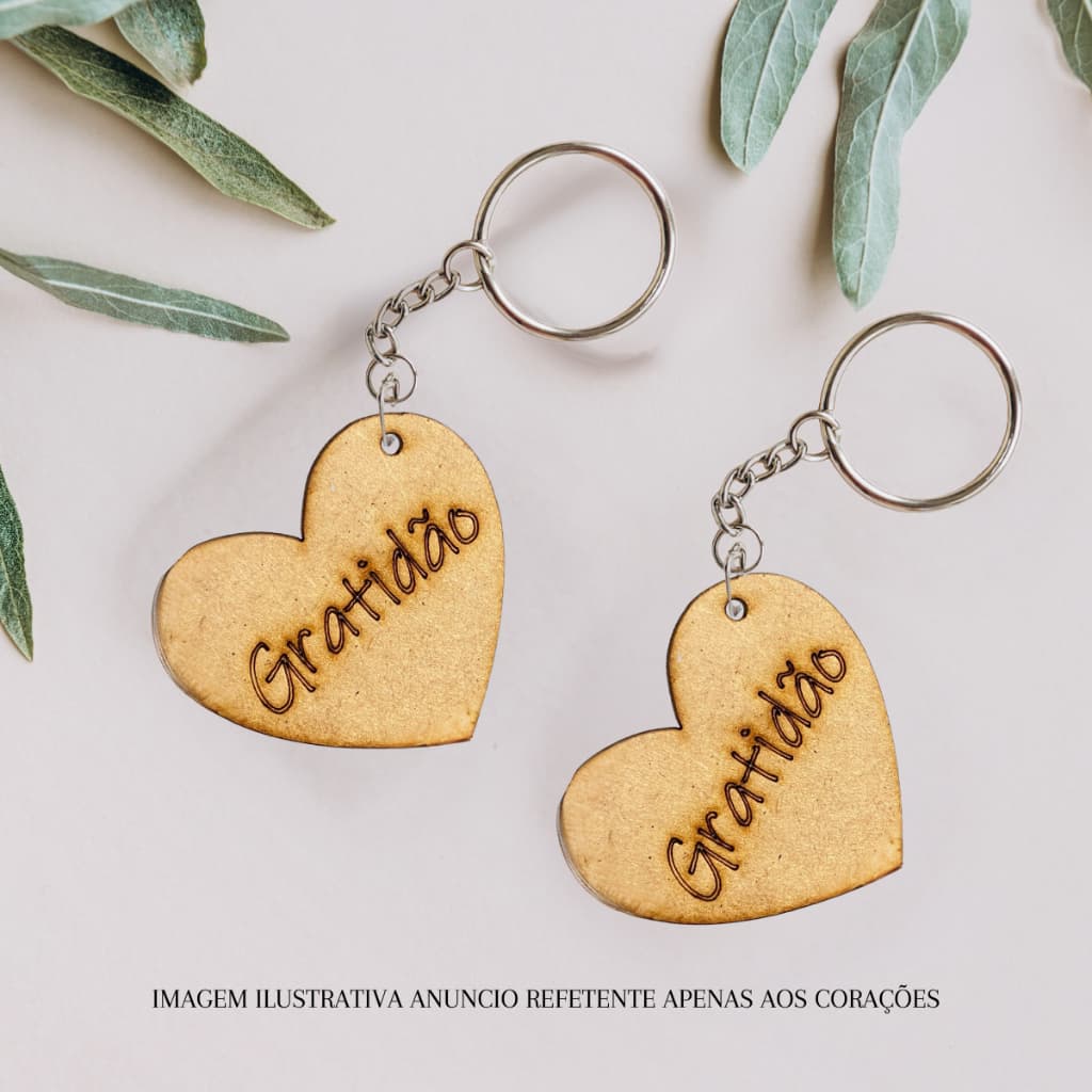 Chaveiro coração  - GRATIDÃO - 50 unidades