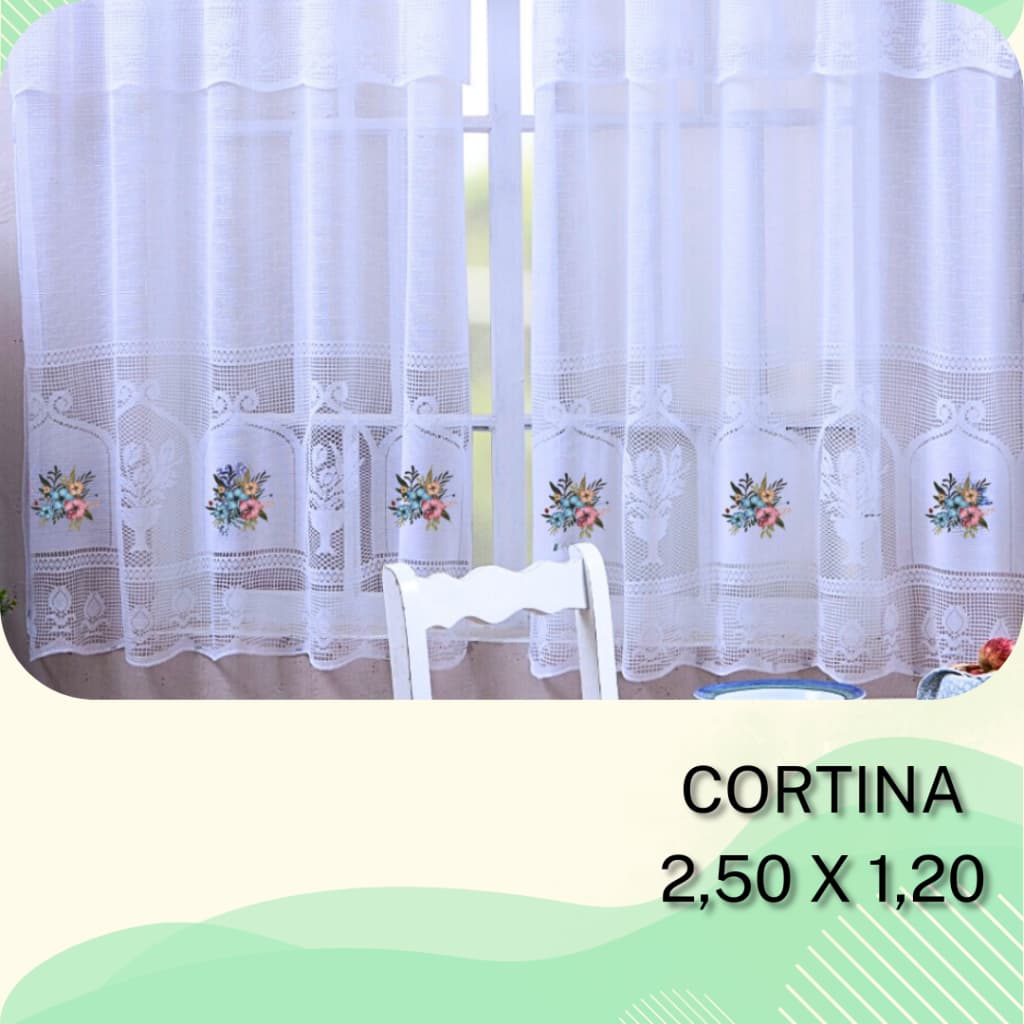 Cortina de Renda Estampada 2,50m x 1,20m