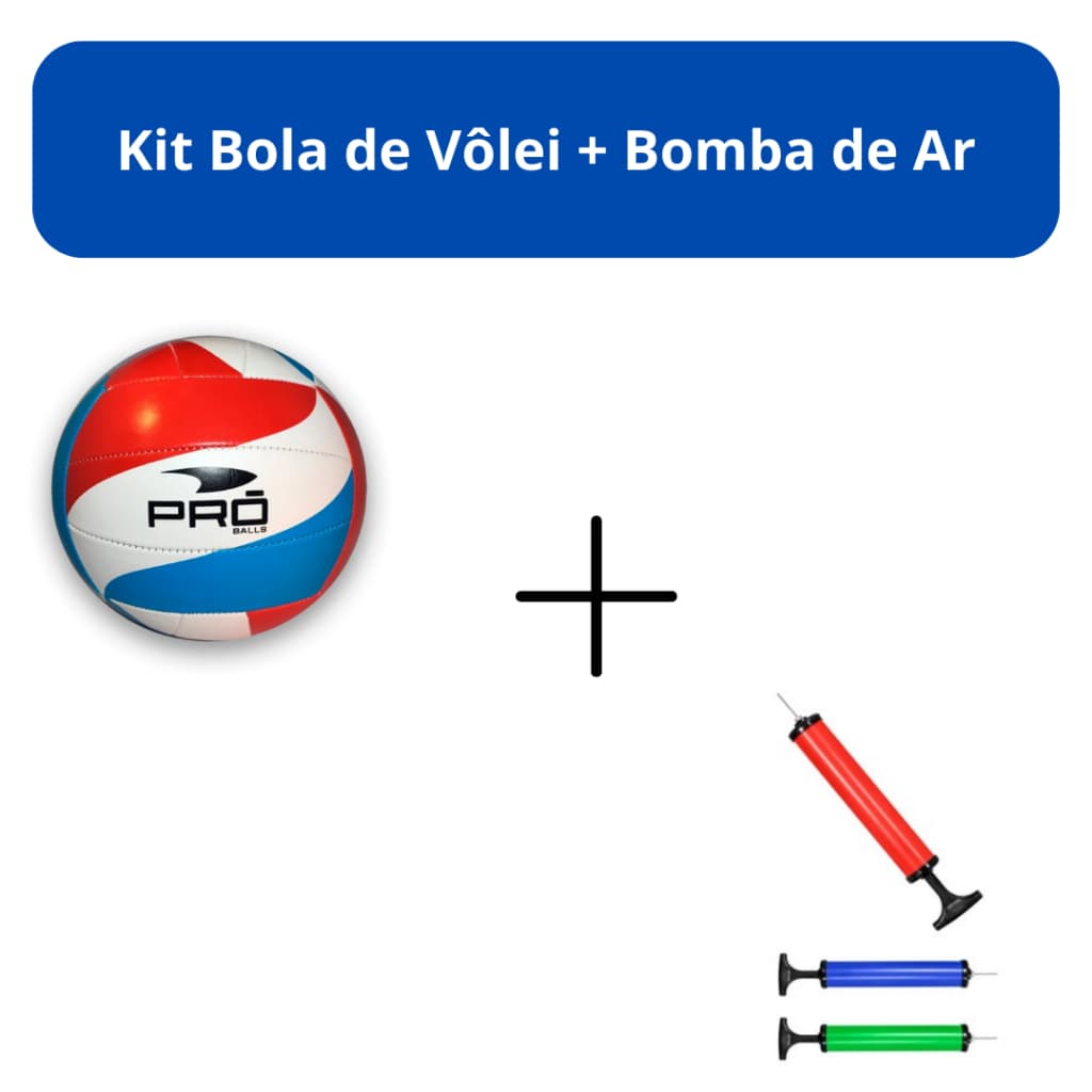 Pacote de Vôlei: Bola de Vôlei de Praia/Quadra + Bomba de Ar com Bicos Para Bolas