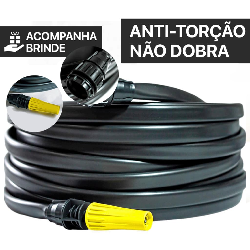 Mangueira Antitorção Resistente e Reforçada Preta para Jardim