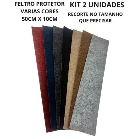 Kit 2 Feltros Adesivo Recortável Protetor Piso Pé Cadeira Pé Mesa Para Não Riscar Piso 50cm X 10cm