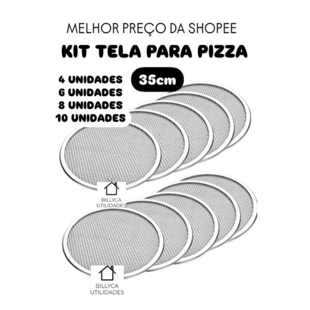 TELA PARA PIZZA 35CM  COM 4,6,8 OU 10 UNIDADES ALUMINIO REFORÇADO FURADINHO