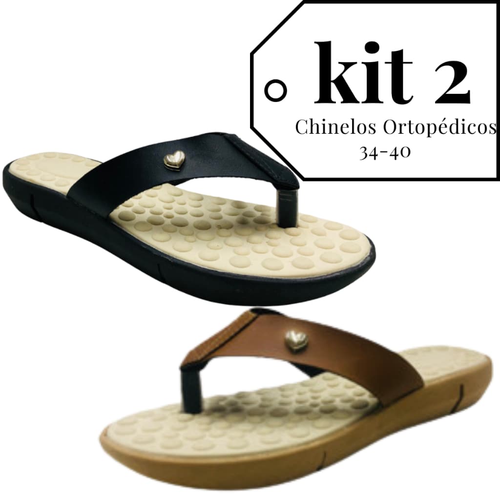 Kit 2 Chinelo Ortopédico Feminino Anatômico Csual Verão Sola Massageadora Esporão Leve Macio Confort