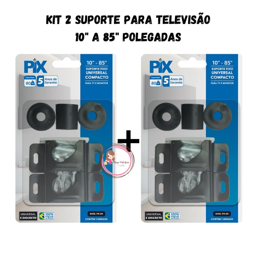 Kit 2 Suportes Fixo Universal Para LED, TV, LCD e Monitor Compatível Com Telas de 10 a 85 Polegadas Para Painel e Parede