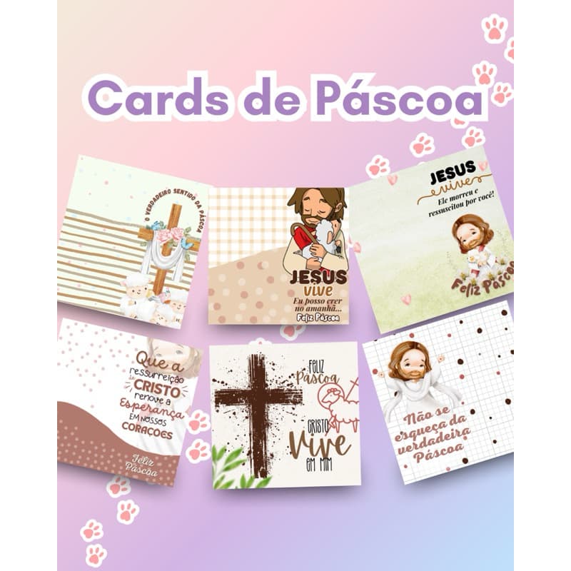 Cards de Mimos Lembrancinha de Páscoa Cristã Impresso em Offset 180g - SOMENTE CARD SEM DOCE