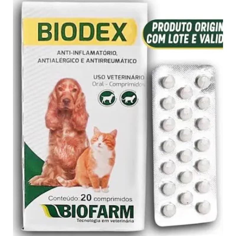 Biodex Antialérgicos Cães e Gatos Cartela C/ 20 Comprimidos Biofarm