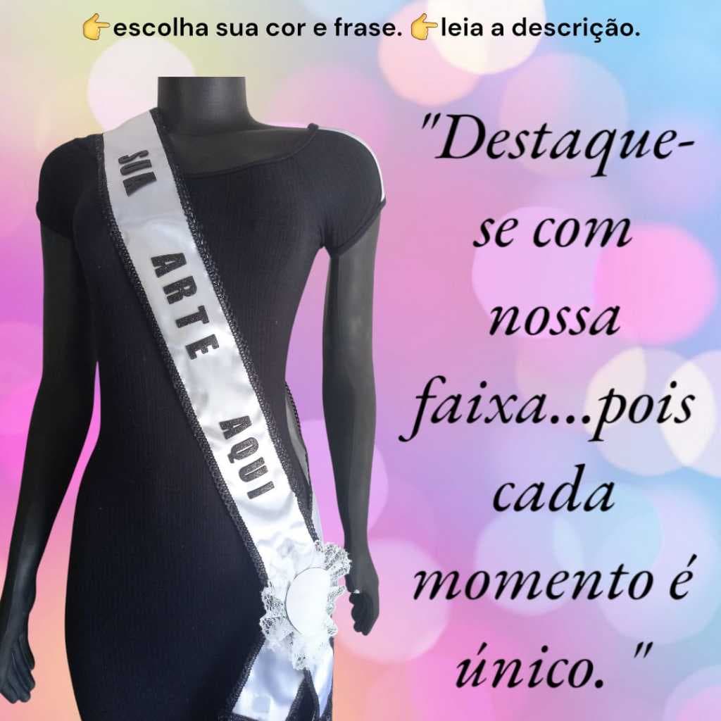 FAIXA de premiação personalizada MISS/FANTASIA/FESTA/FEMININO/MASCULINO