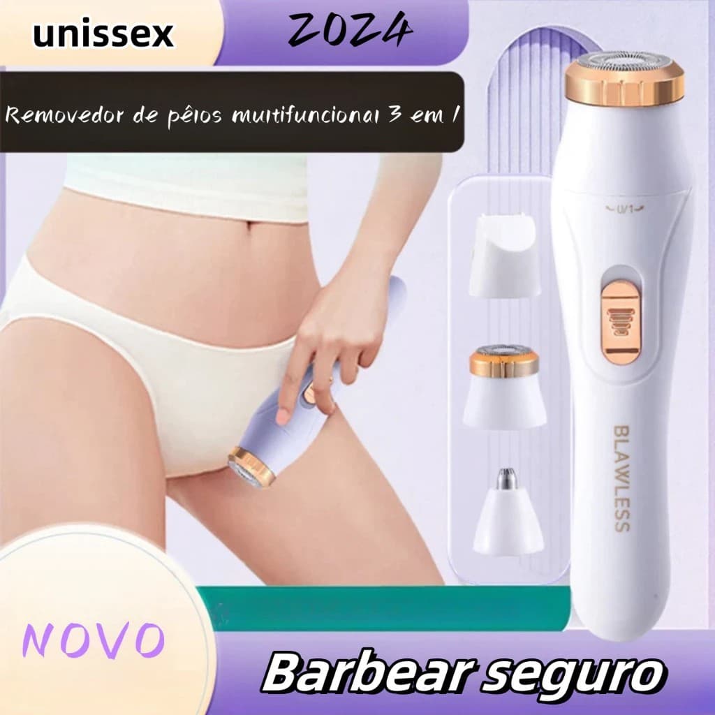Depiladora De Barbear Recarregável Elétrica Multifuncional 3 em 1