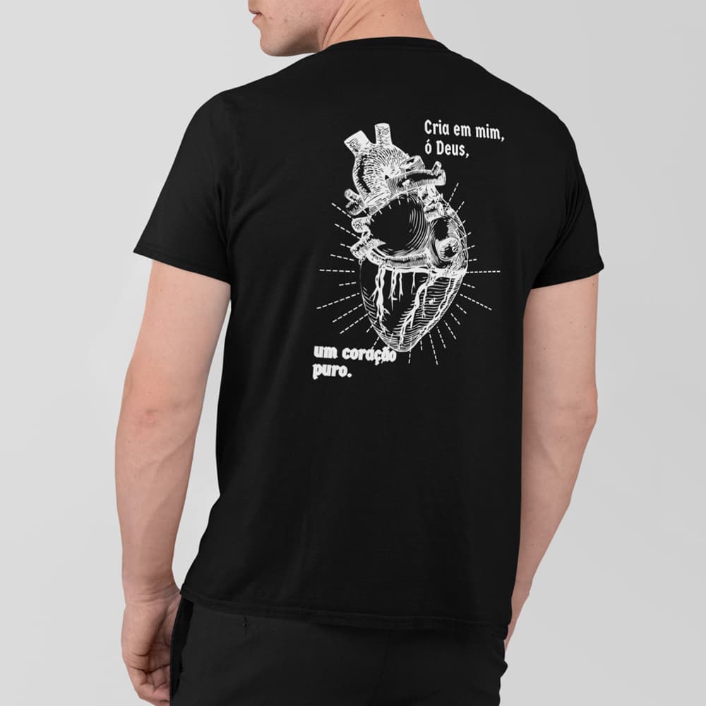 Camiseta  básica/ dia a dia/ manga curta/100%algodão/frase "Salmos 51:10"