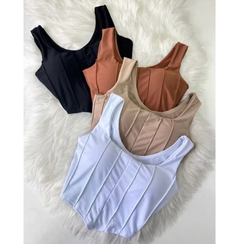 CROPPED CORSET BICO V CORSELETE COM BOJO LAMÇAMENTO VERÃO  BLUSA ELEGANTE CASUAL