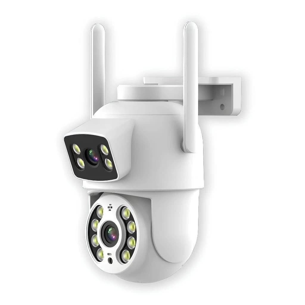 Câmera De Segurança Lente Dupla ICSEE IP66 Wi-Fi 360° Sensor Movimento Visão Noturna 2 em 1 Fixa + Giratória