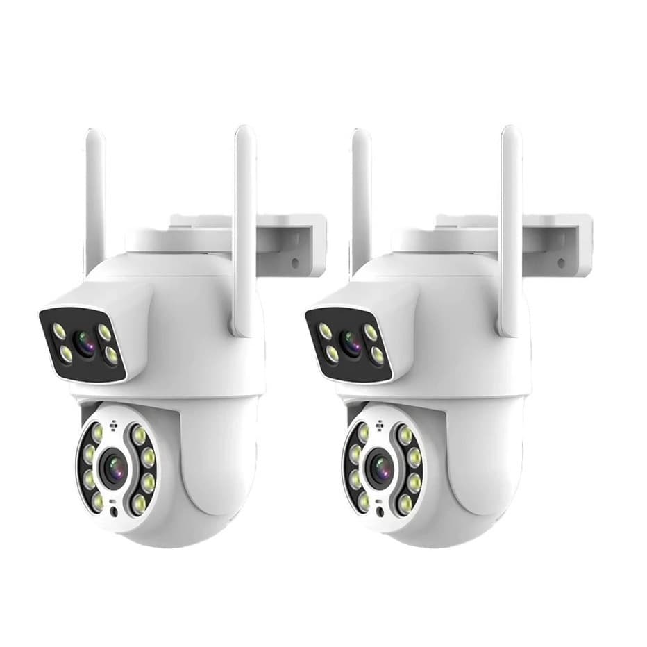 Câmera De Segurança Lente Dupla ICSEE IP66 Wi-Fi 360° Sensor Movimento Visão Noturna 2 em 1 Fixa + Giratória