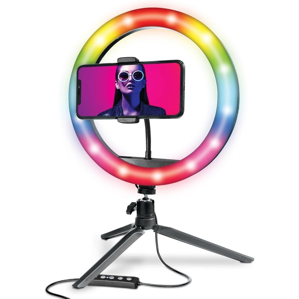 Ringlight Rgb Led Luz Flash Estudio Profissional Iluminador 8 Polegadas