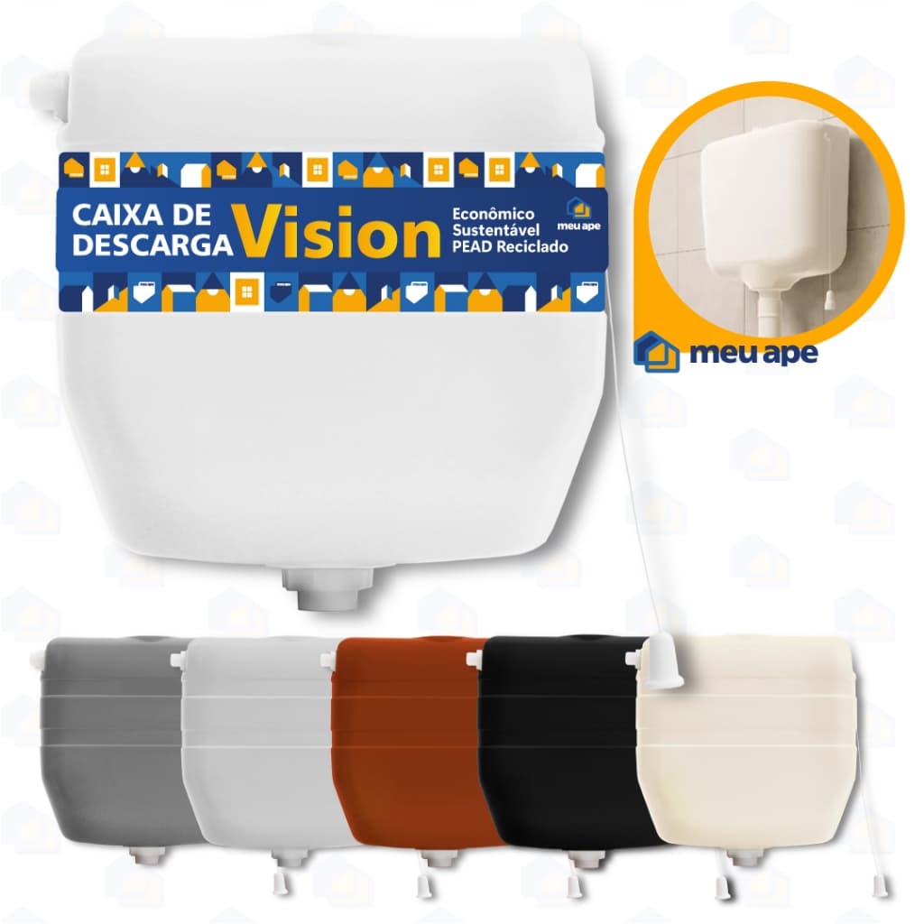 Caixa de Descarga P/ Vaso Sanitário C/ Cordinha Suspensa Banheiro Econômica Plástica Cores 9 Litros