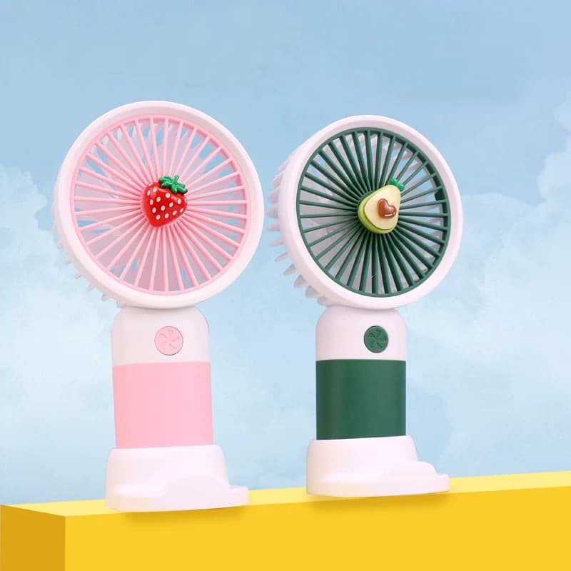 Mini ventilador portátil com suporte para celular recarregável via USB recarregável