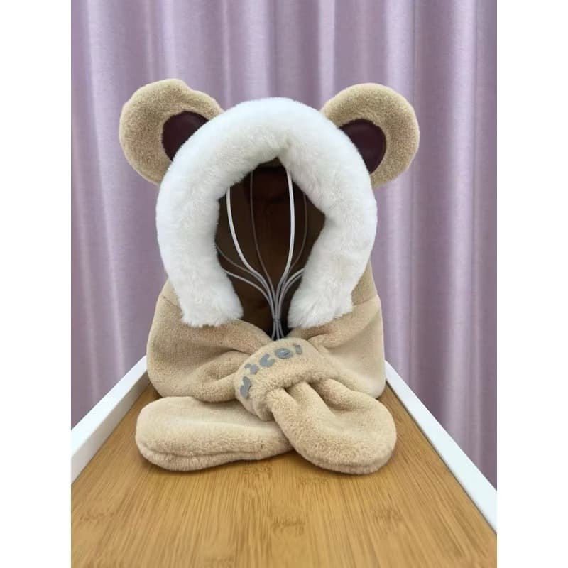 Touca e cachecol conjunto infantil adulto quente para inverno