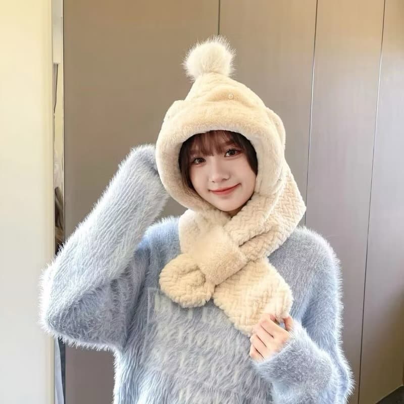 Touca adulto MXZ-03,05 com cachecol quente para inverno