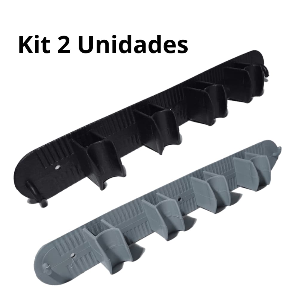 Kit 2 Organizadores de Vassouras Parede Suporte com Ganchos Antiderrapantes