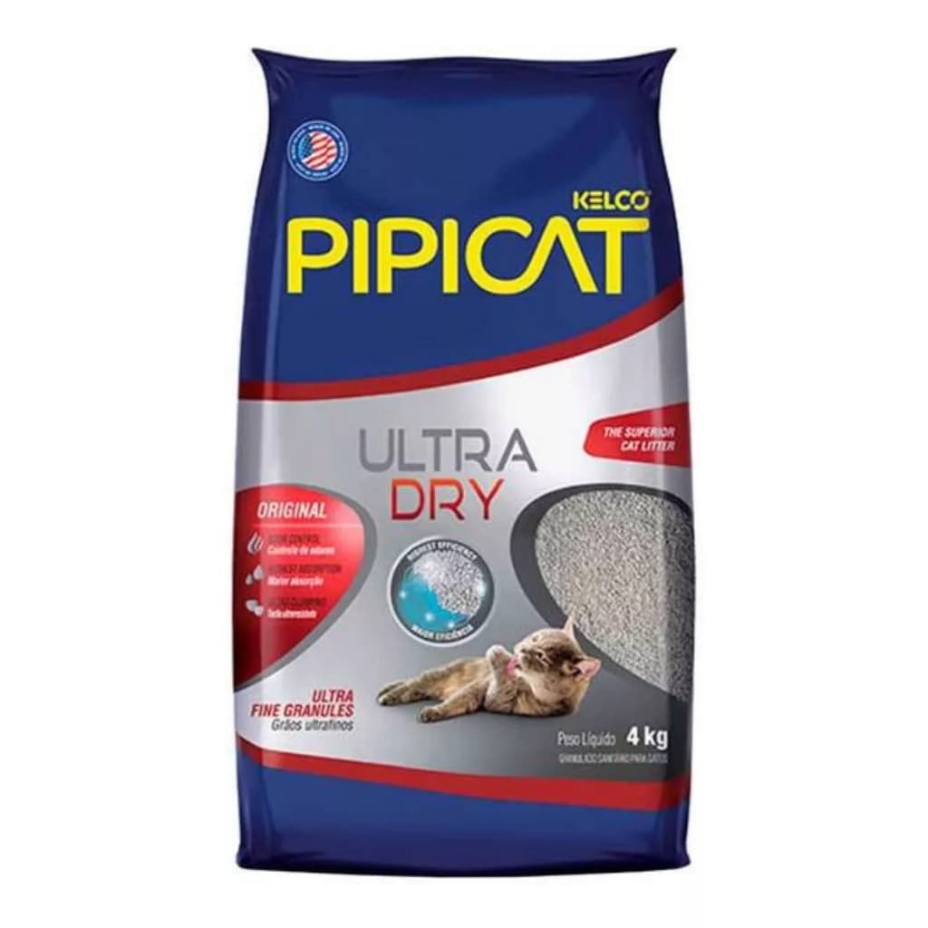 Areia Higiênica Pipicat Ultra Dry 4kg