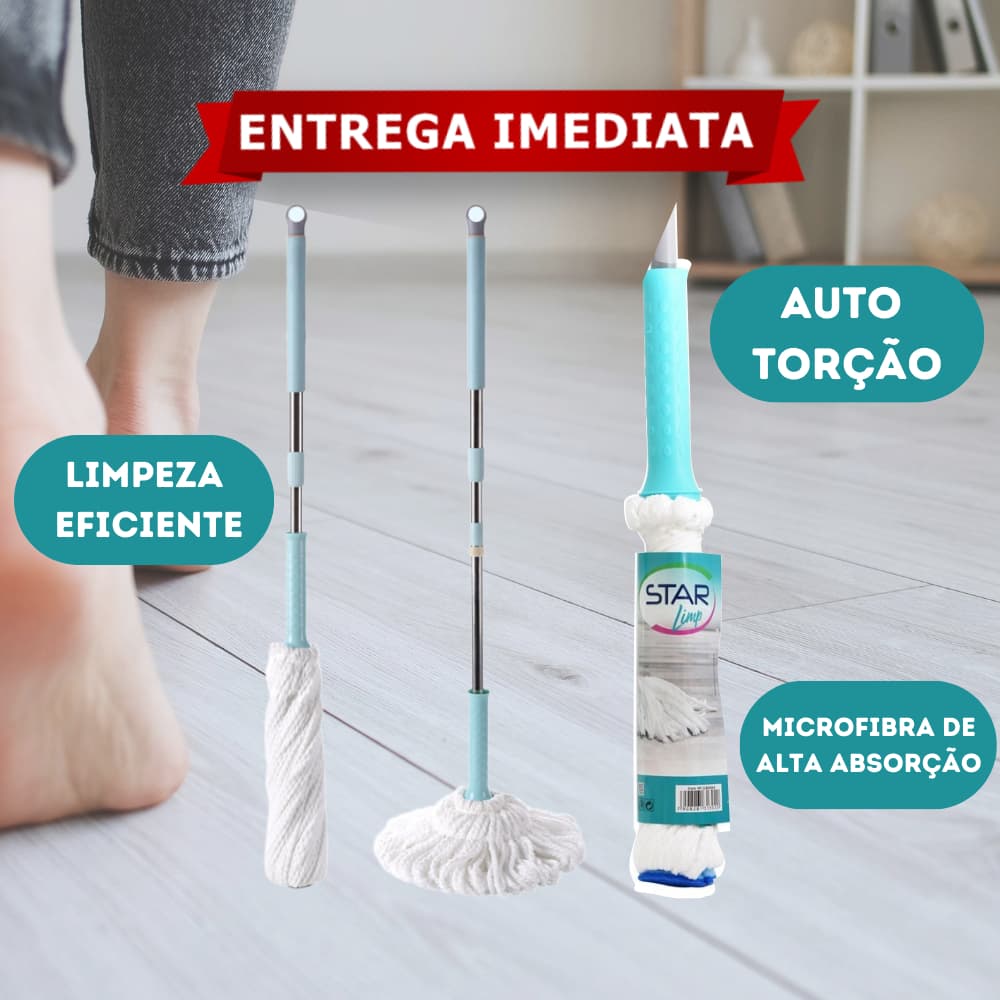 Esfregão Mop Twist Com Cabo Telescopico Auto Torção