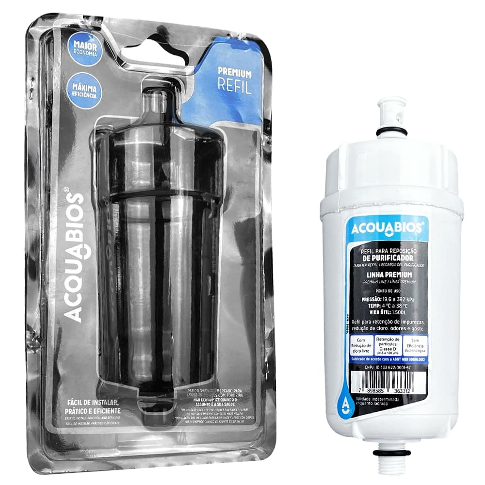 Refil Para Torneira Com Filtro Purificador de Água Blindado Tripla Filtragem Acqua Premium e Single
