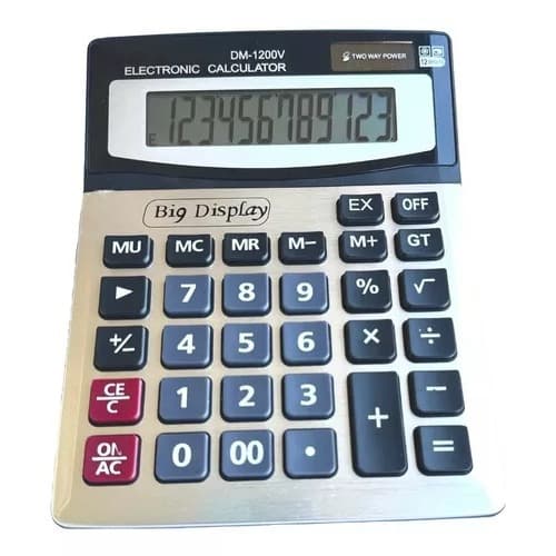 Calculadora de mesa comercial e solar grande de 12 dígitos, cor preta