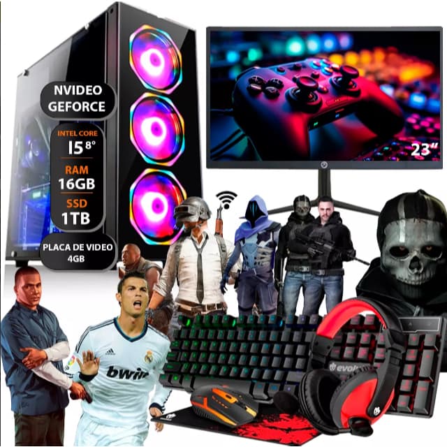 Computador Gamer I5 8°ger Ddr4 16gb Ssd1tb M2 Monitor23 Vga 4gb