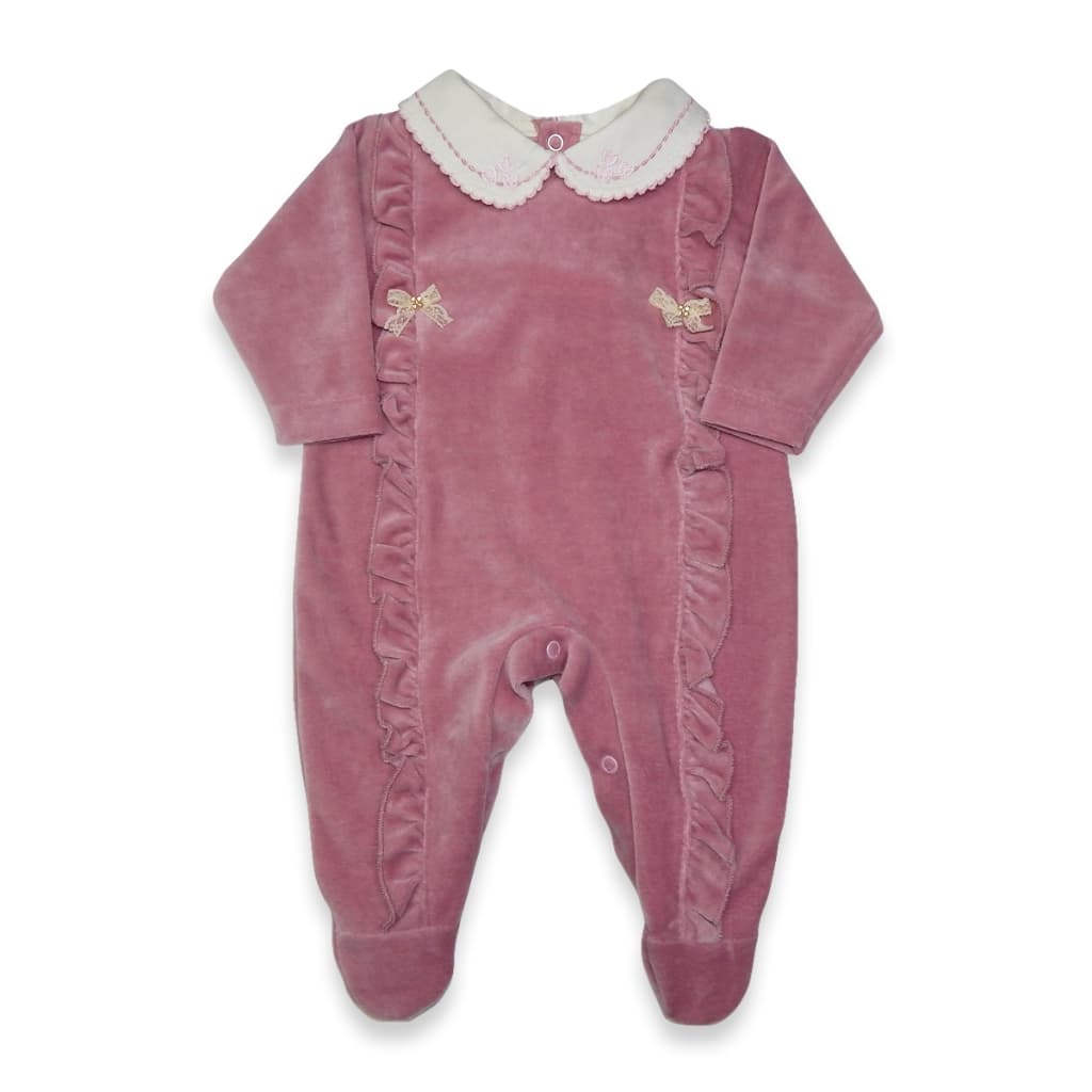 Macacão Bebê Menina Plush Manga Longa Bordado Confort