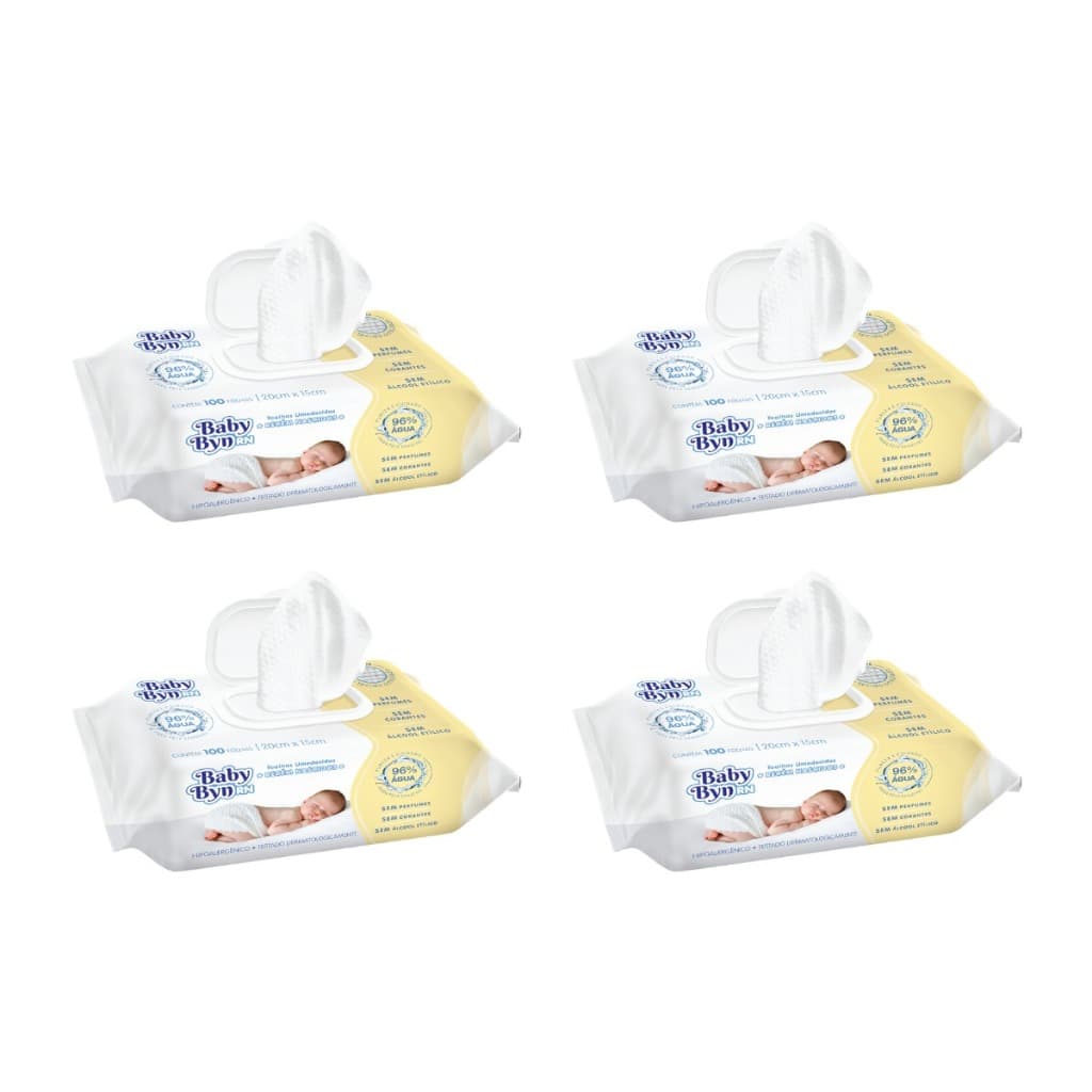 Kit Toalha Umedecida Baby Byn RN S/Perfume 400 Folhas