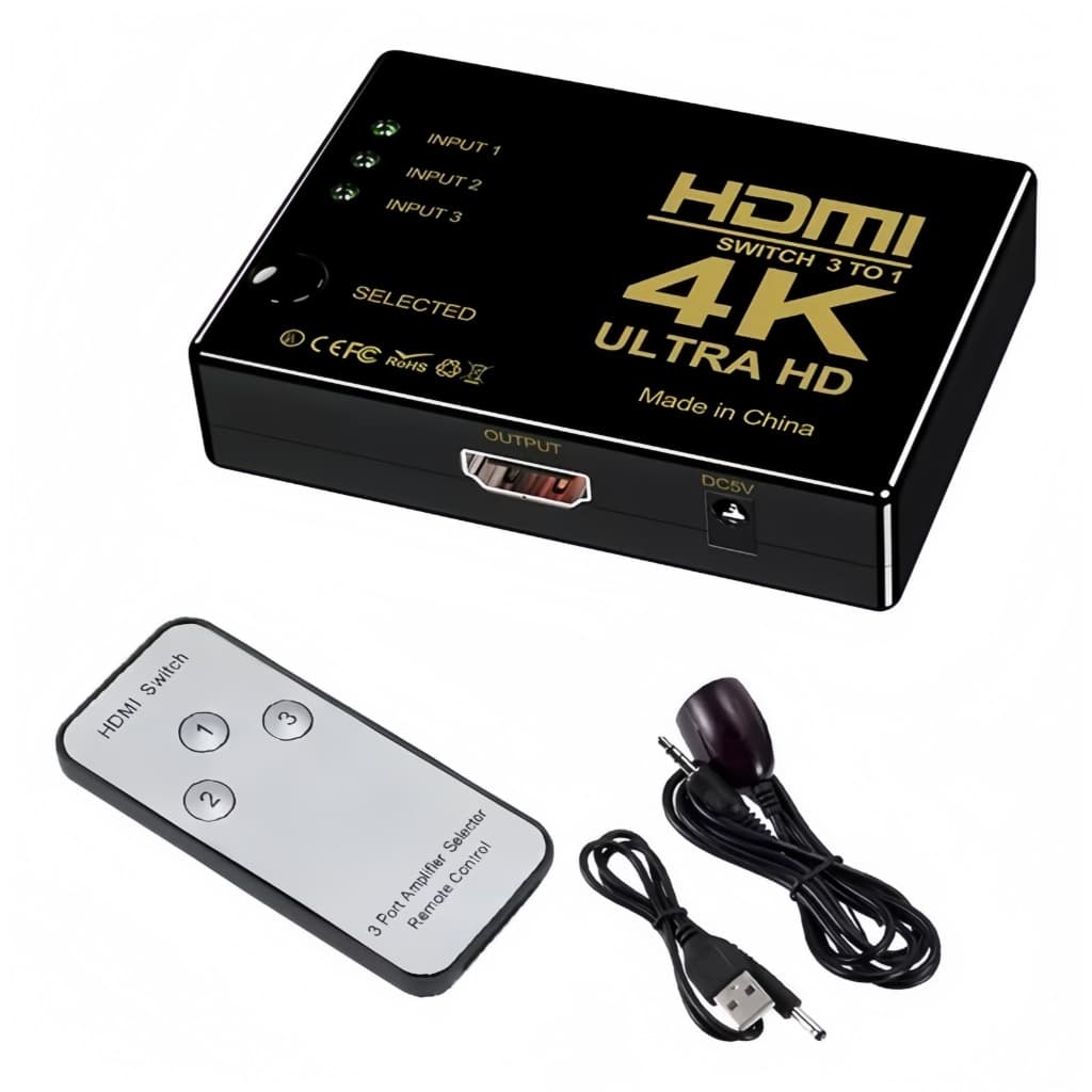 Chaveador Comutador Hdmi 3x1 Switch 4k 3d Uhd Full Hd