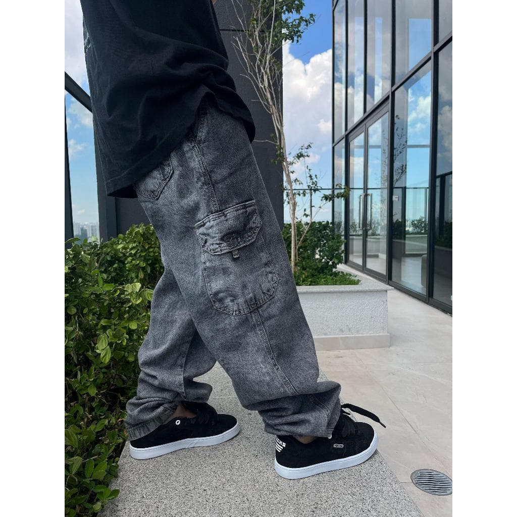 Calça cargo dazzling original marmorizada P AO 56 plus size ESTONADA PRETA FUMAÇA estonada