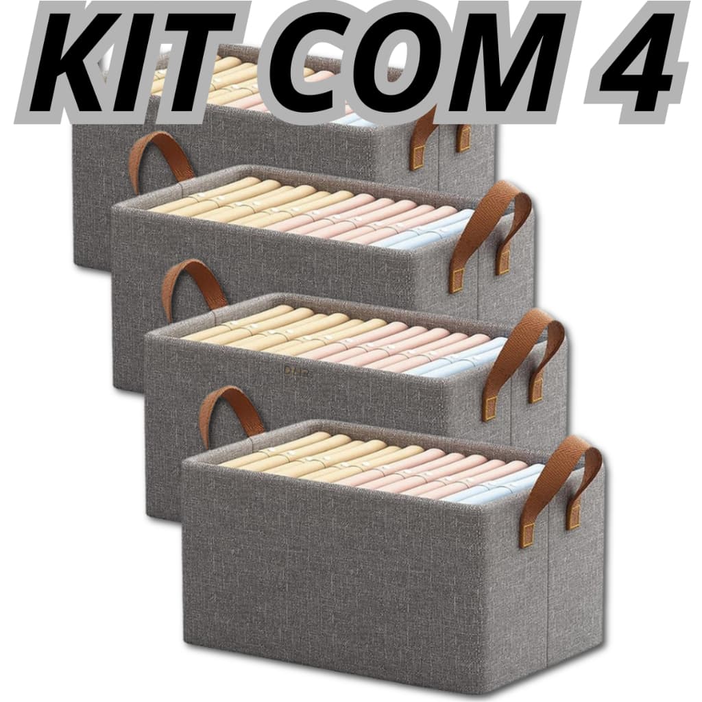 Kit 1/2/3/4 Cesto Caixa Organizador de Guarda Roupas Reforçado para Armazenar Multiuso Rígido