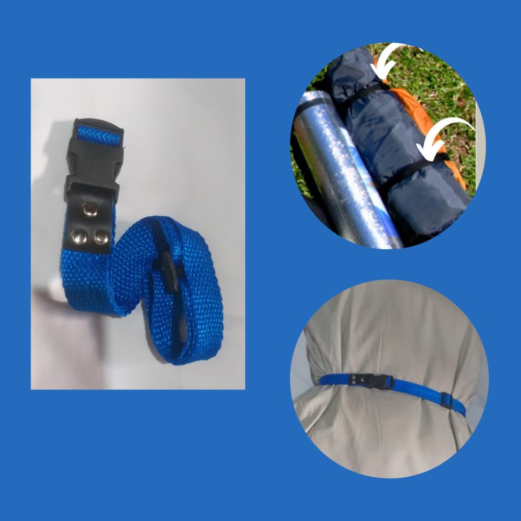 Cinta Azul Para Amarrar Carga Com Fecho De Engate Rápido 25mm + Regulador | Bagagens Trilhas Acampar